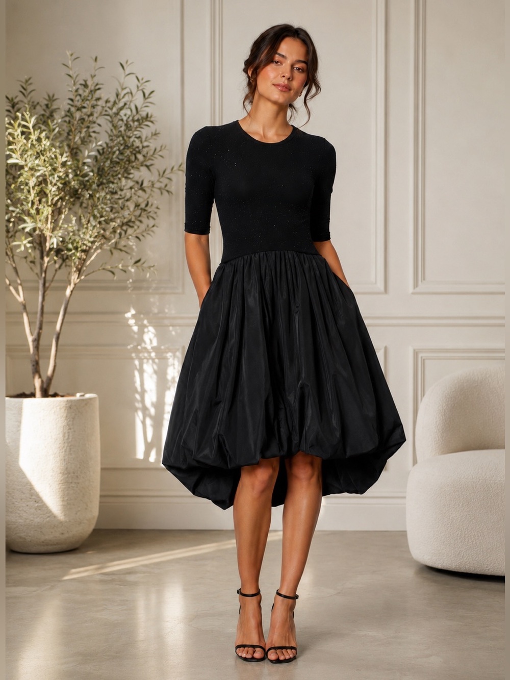 New Aleeza Paris Sparks Bubble Dress – Size XS – Black – MSRP $349
